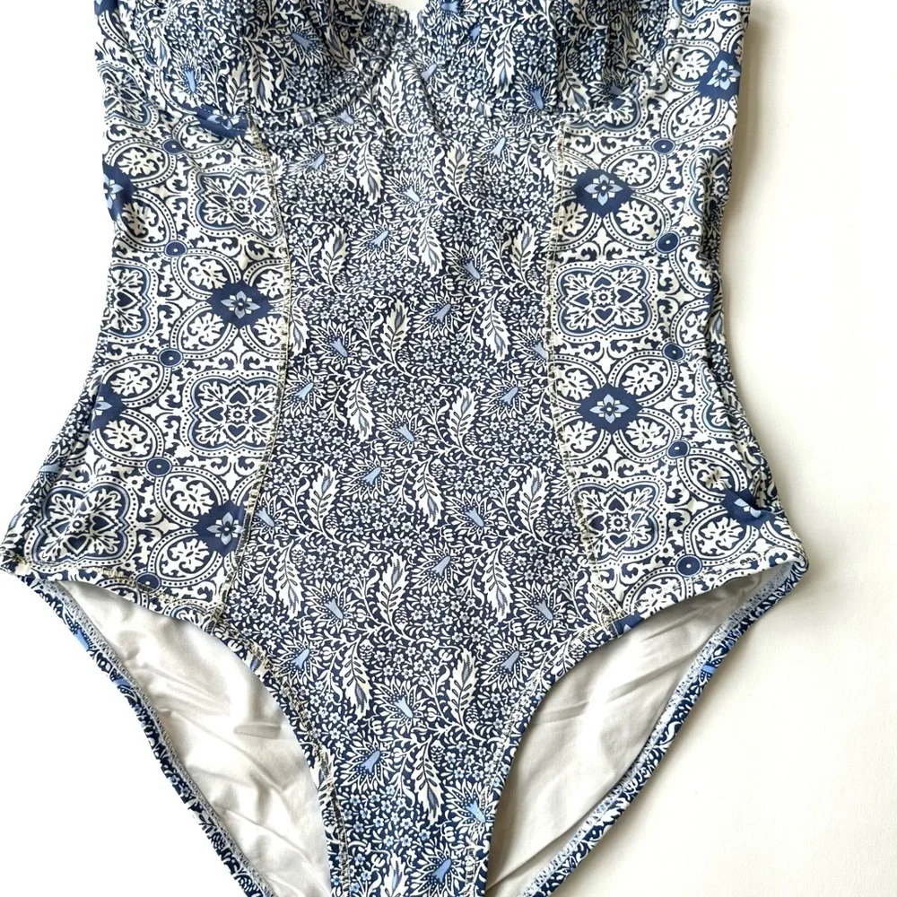 Ondademar Cassia One Piece blue white Geometric print size Small